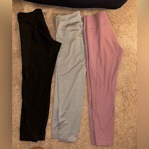 Black, Gray, and Pink/Purple Leggings Set